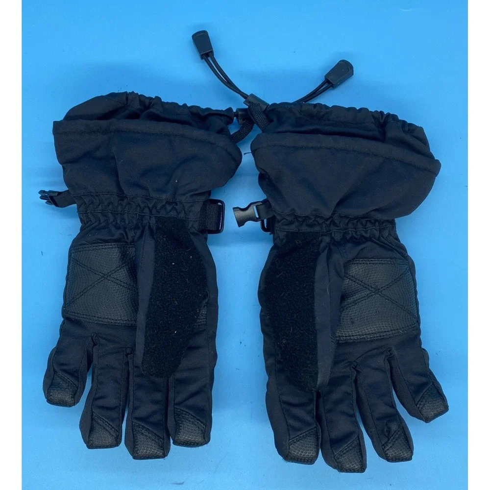 HEAD BLACK NYLON SKI WINTER GLOVES GIRLS BOY'S YOUTH CHILD LARGE 12 14
